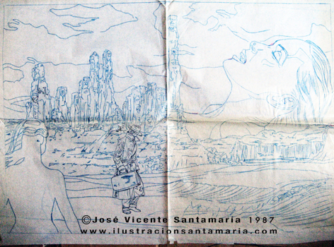 A MAL TIEMPO Plantilla dibujo final ilustración tradicional © Jose Vicente Santamaria Valencia Spain